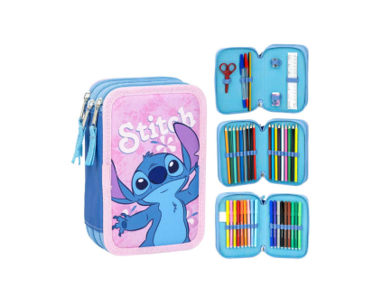 Třípatrový penál Stitch s výbavou