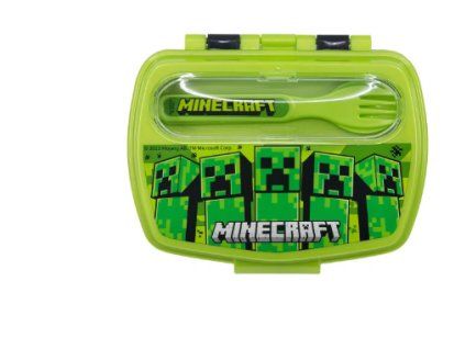 Svačinový box Minecraft Creeper s příborem