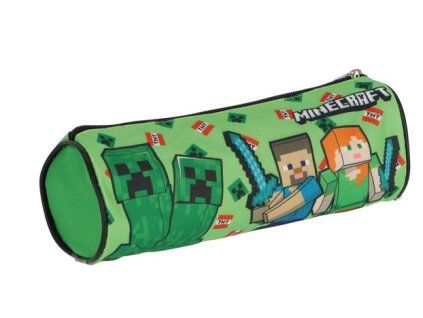 Kulatý penál Minecraft zelený