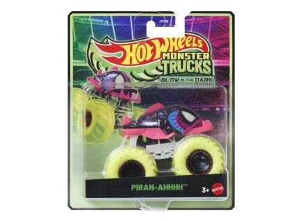 Hot Wheels Monster Trucks Glow in the Dark PiranAhhhh růžová