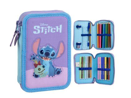 Dvoupatrový penál Stitch s výbavou