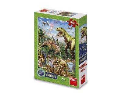 Puzzle Svět dinosaurů neon 100 XL dílků