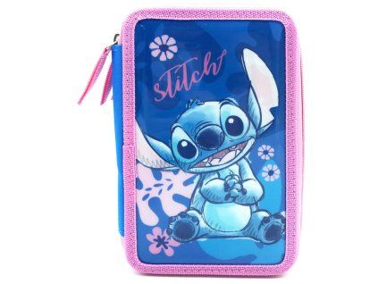 Třípatrový penál Disney Stitch růžovomodrý s výbavou