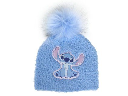 Zimní čepice Disney Stitch modrá s bambulí
