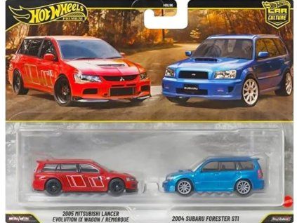 Hot Wheels Premium Car Culture TwinPack 2005 Mitsubishi Lancer EVO IX Wagon a 2004 Subaru Forester STI