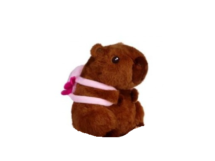Plyšák Kapybara tmavě hnědá s batůžkem axolotl 22cm