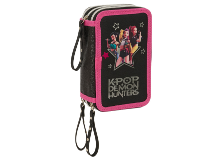 Penál Demon Hunters Kpop Energy třípatrový s výbavou 37ks