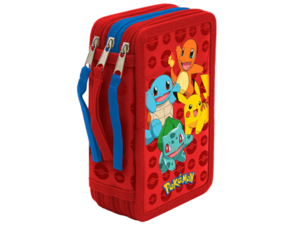 Penál Pokémon třípatrový s výbavou 39ks