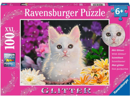 Třpytivé puzzle Kočka 100dílků