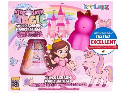 Sada na koupání KOOLKIDZ stříkačka jednorožec a gel jahoda 60ml