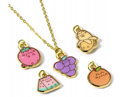 Náhrdelník Pusheen s přívěsky ovoce