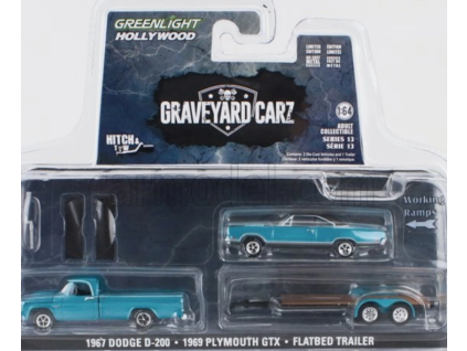 Auto Graveyard Carz 1967 Dodge D 200 1969 Plymouth GTX Flatbed Trailer