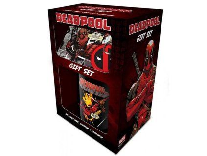 Merch Deadpool Dárkový set hrnek, klíčenka a tácek